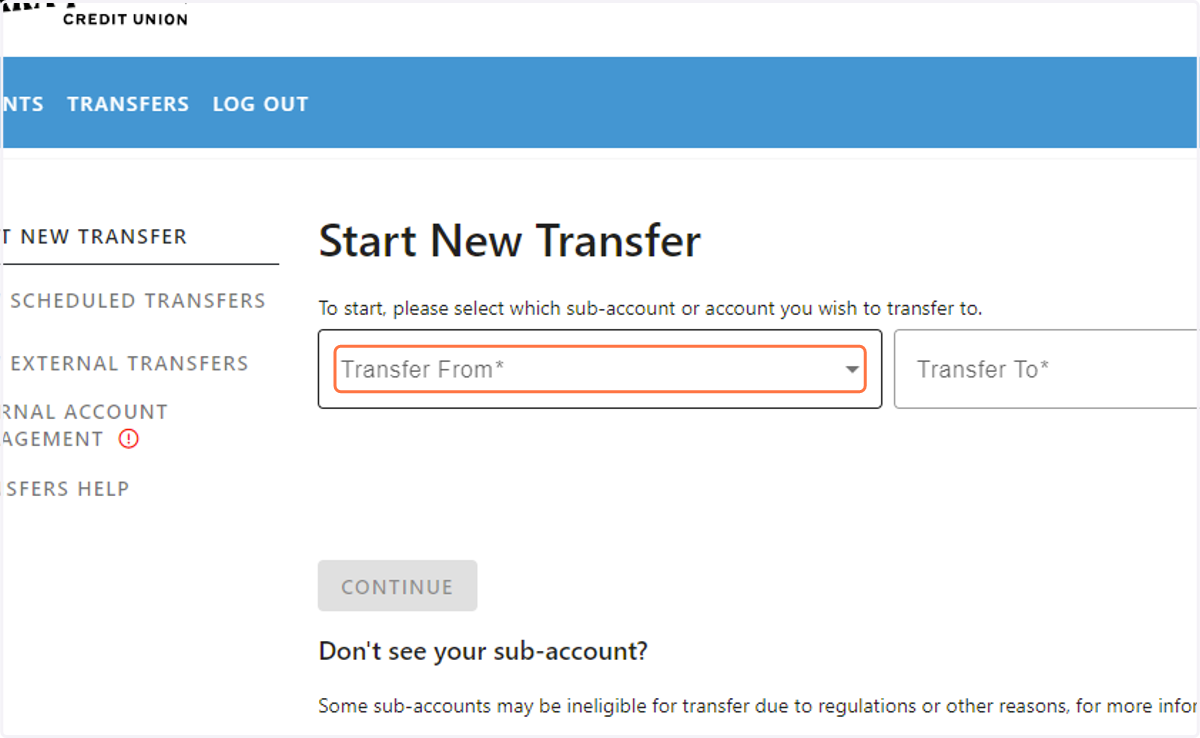 Click on "Start a New Transfer" and then "Transfer From".