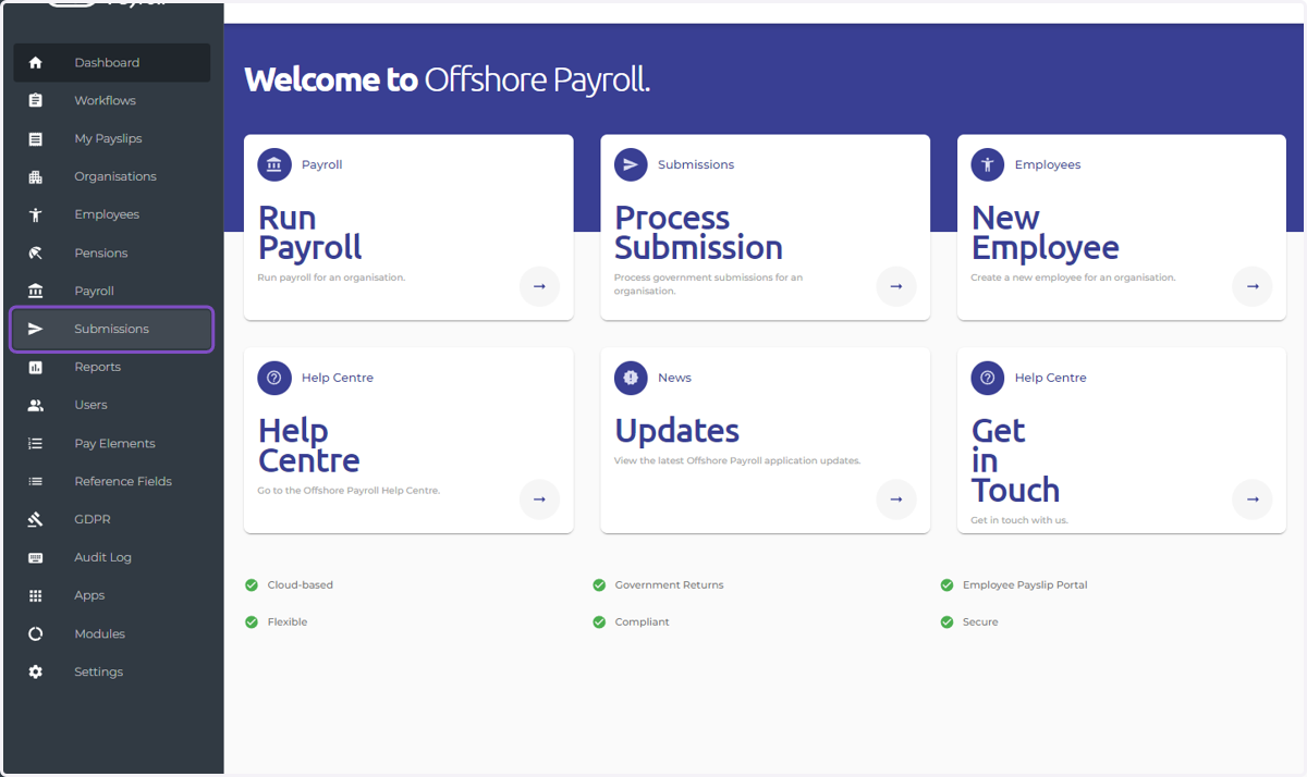 1. Navigate to the Submissions module from the main dashboard