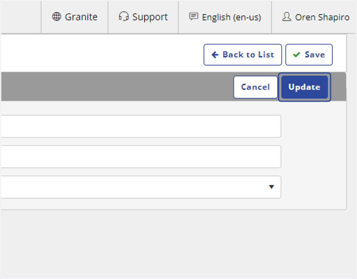 Click on Update