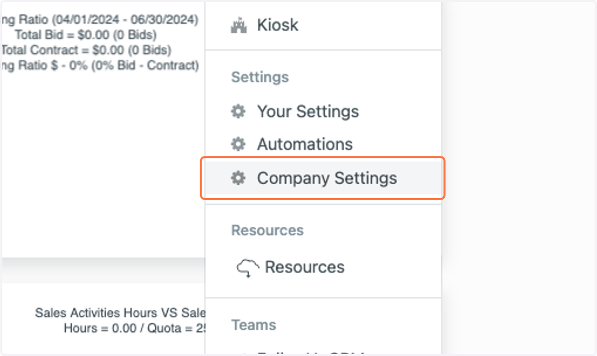 Click on Company Settings