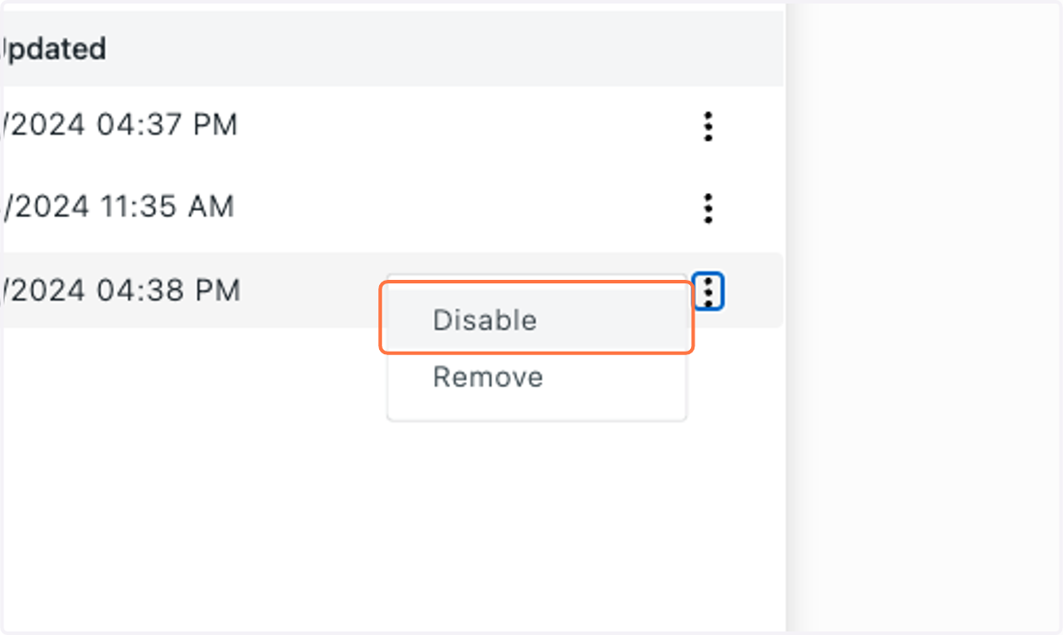 Or click disable.