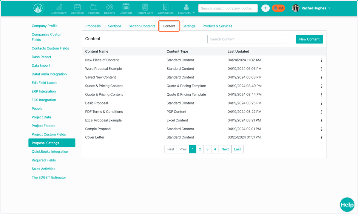 To make changes to Content Pages, click the "Content" tab.