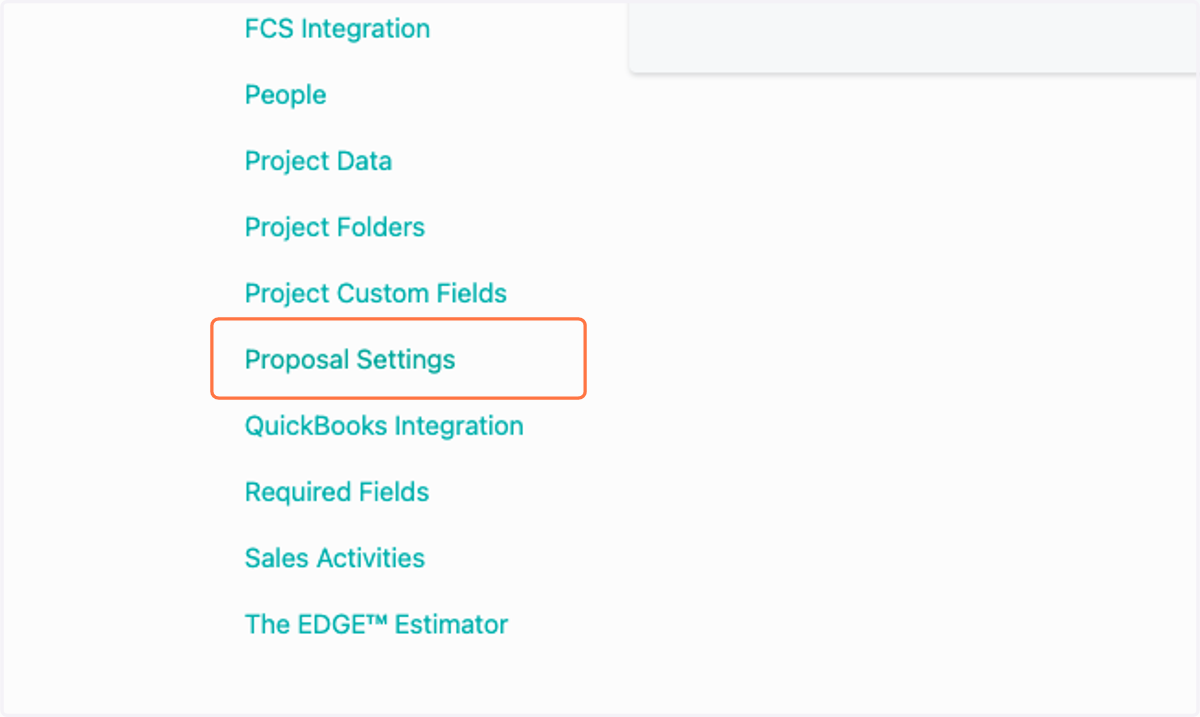 Click on Proposal Settings