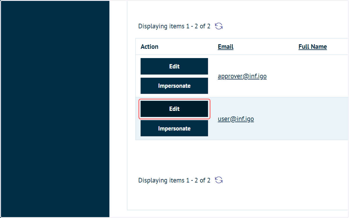 Click on Edit next to the registered user (the user who's orders will require approval)