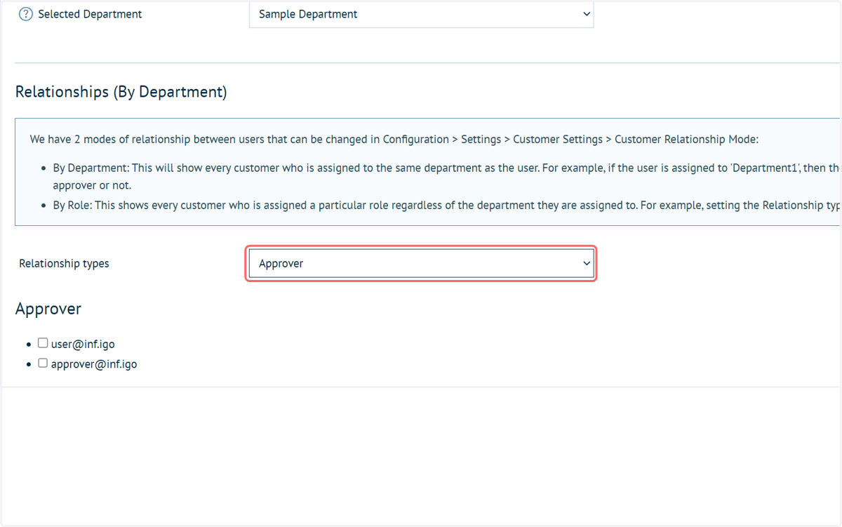 Select Approver from the Relationship Types dropdown