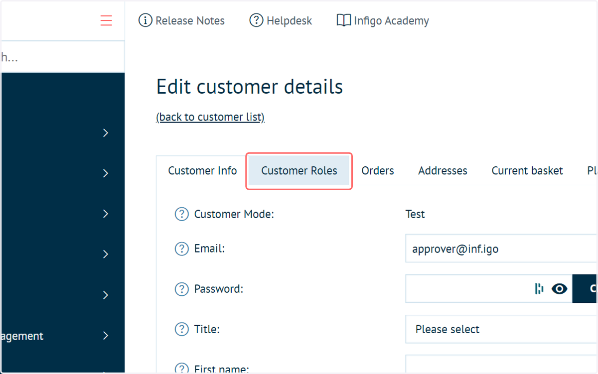 Click on Customer Roles
