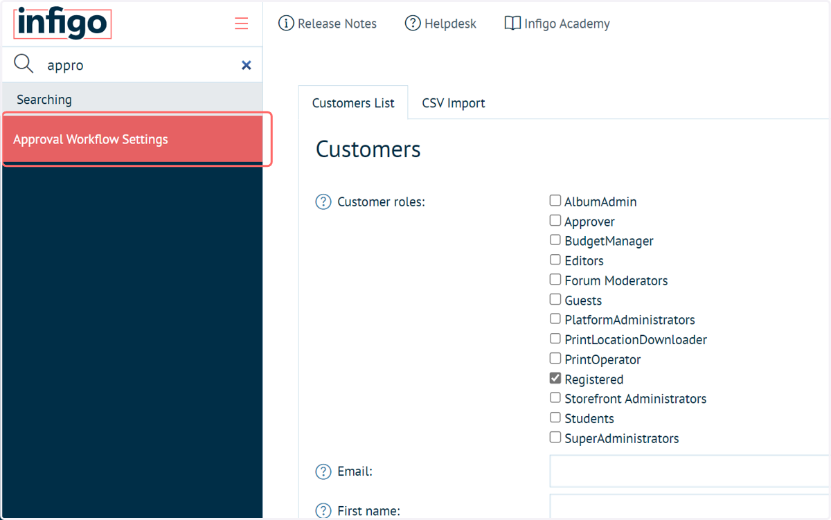 Navigate to Approval Workflow Settings