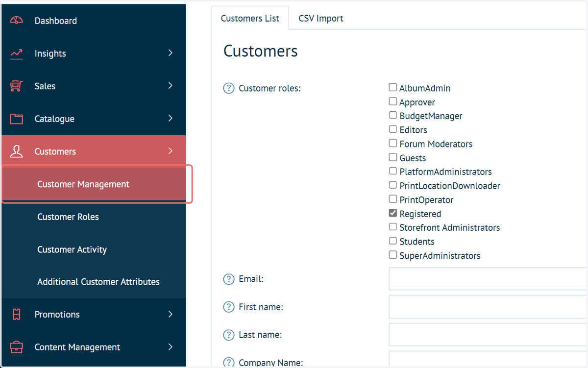 Navigate to Customer Management