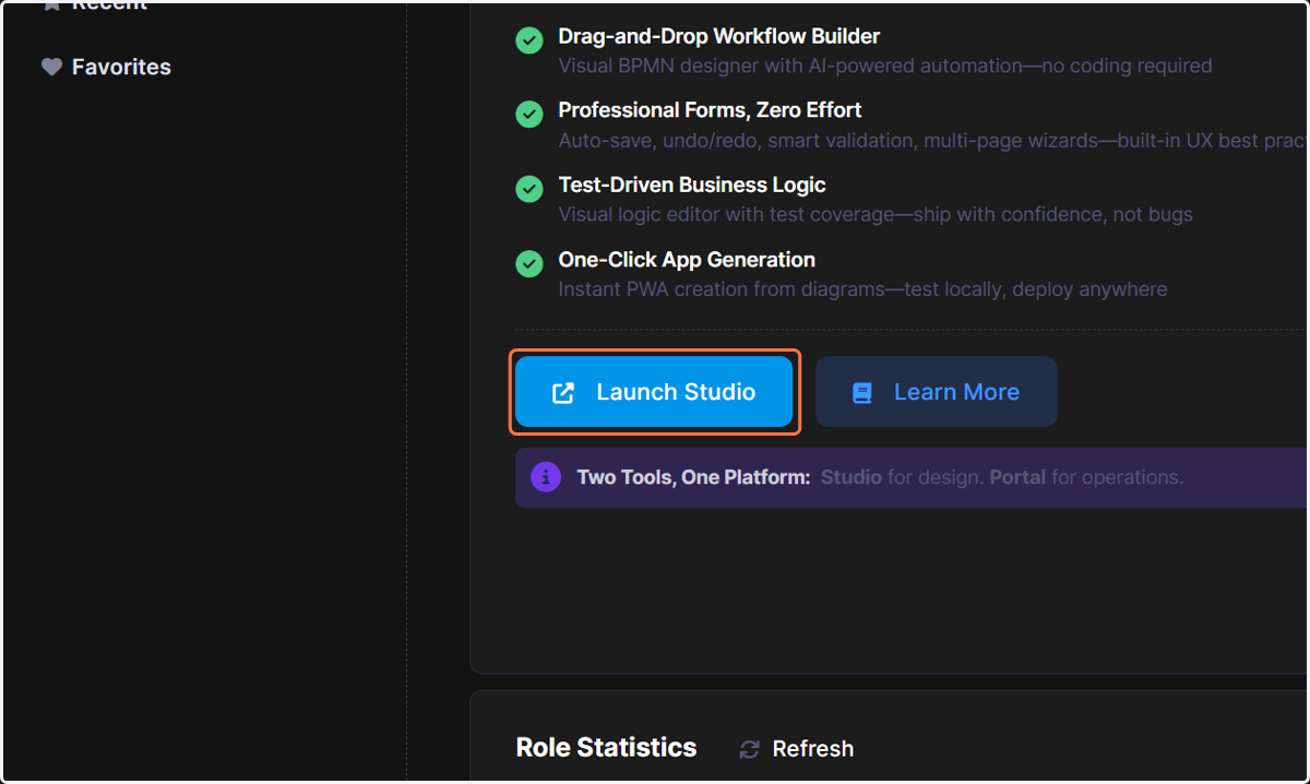 Click on Launch Studio