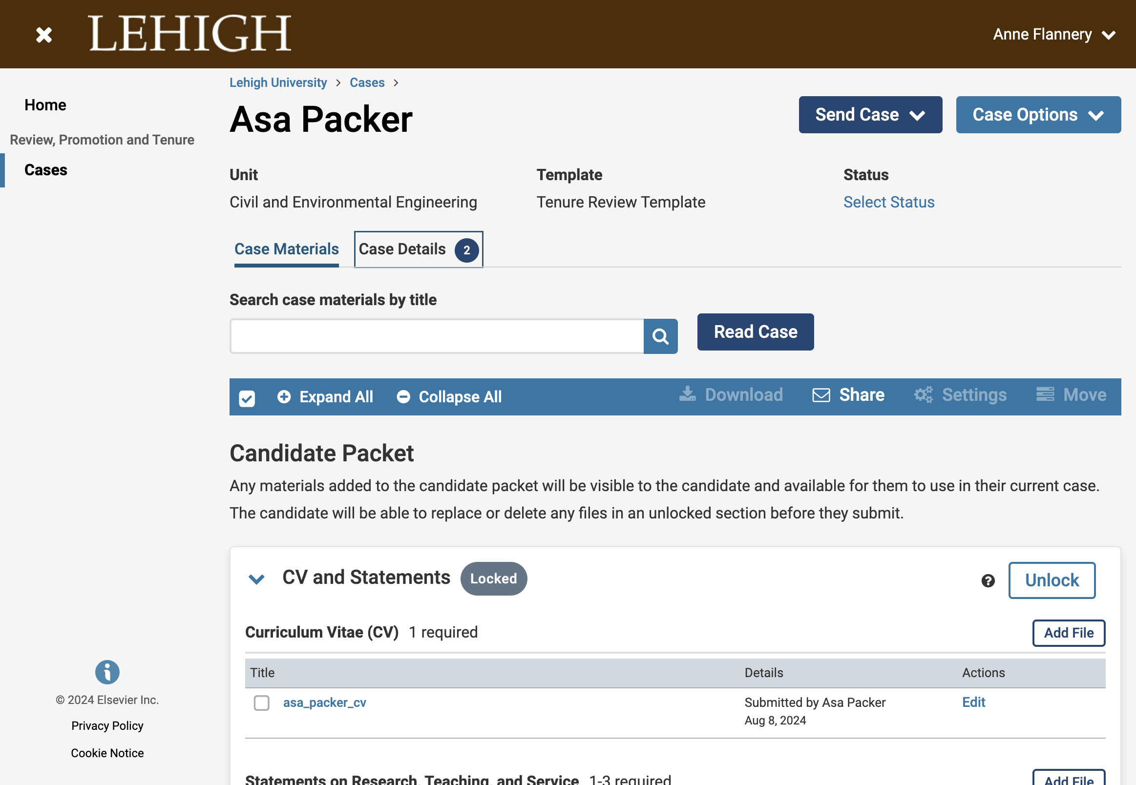 Click on the Case Details tab