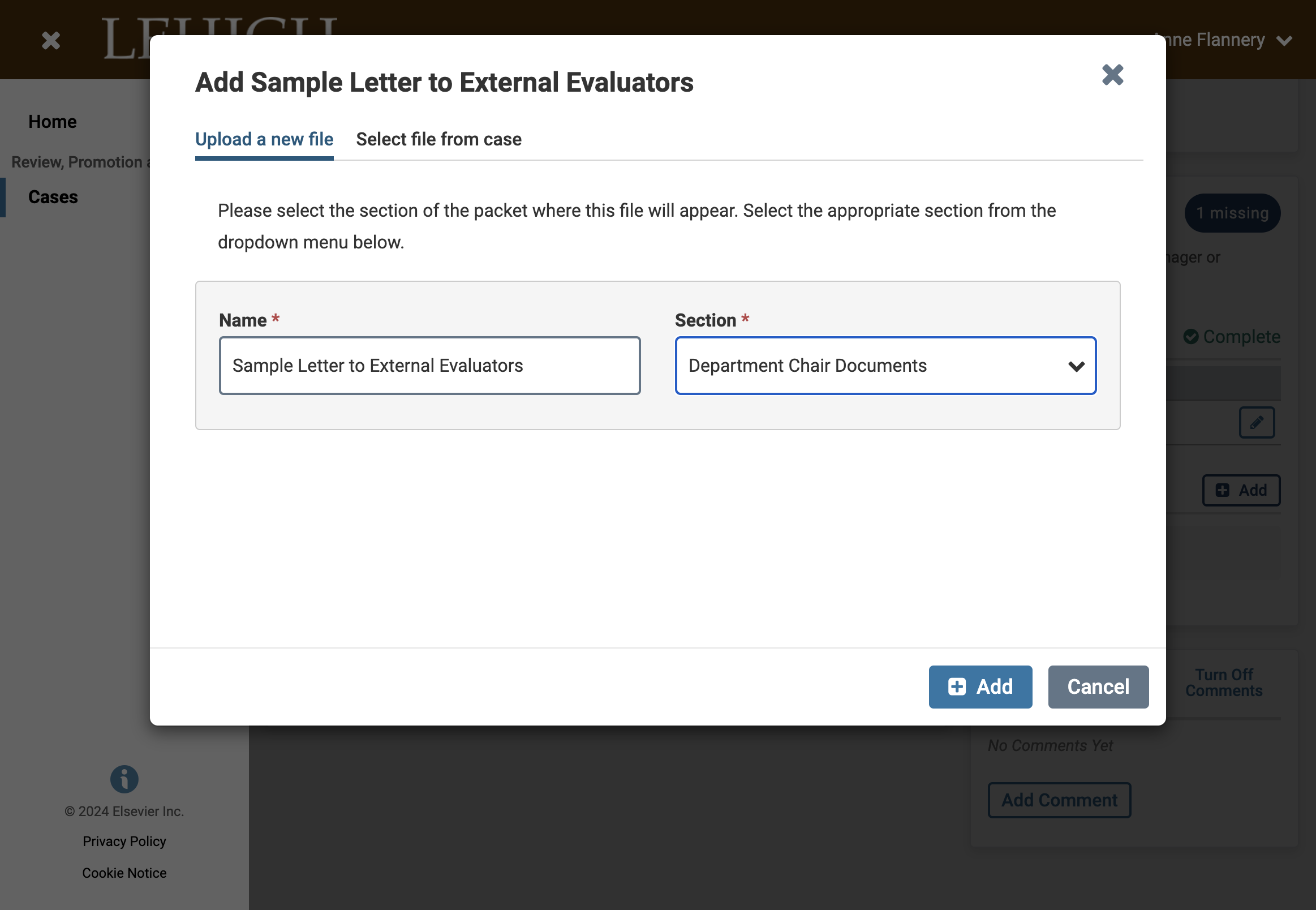 Again make sure to choose the "Department Chair Documents" section