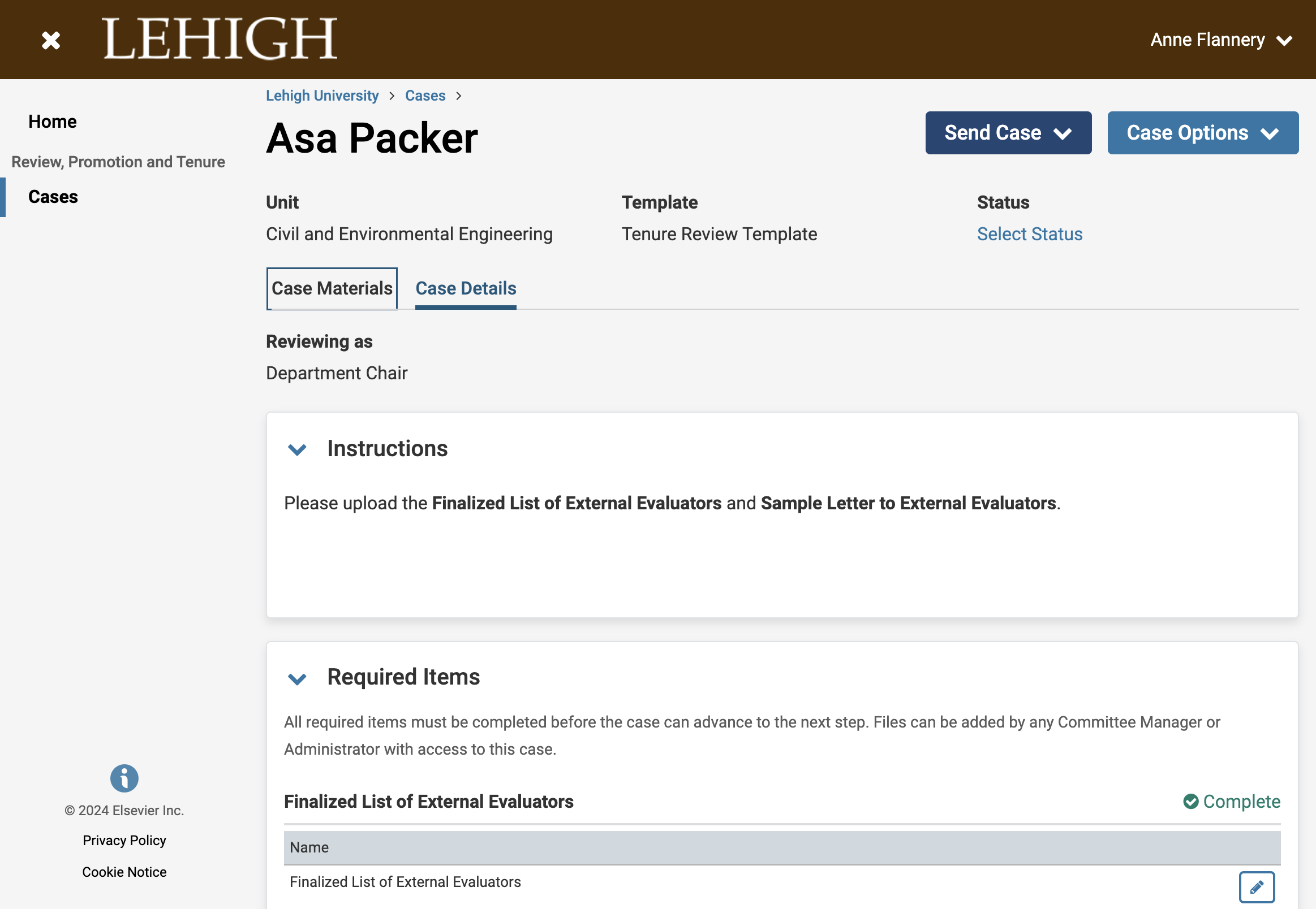 To confirm that the documents are now part of the case, go back to the Case Materials tab ...