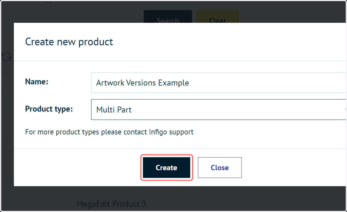Begin by creating a new Multi Part type product