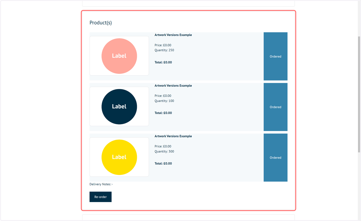 On their My Orders page, the customer will see each version detailed.
