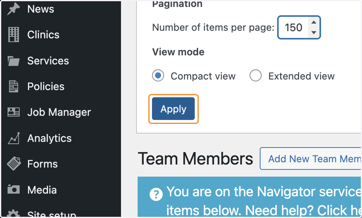 The blue apply button