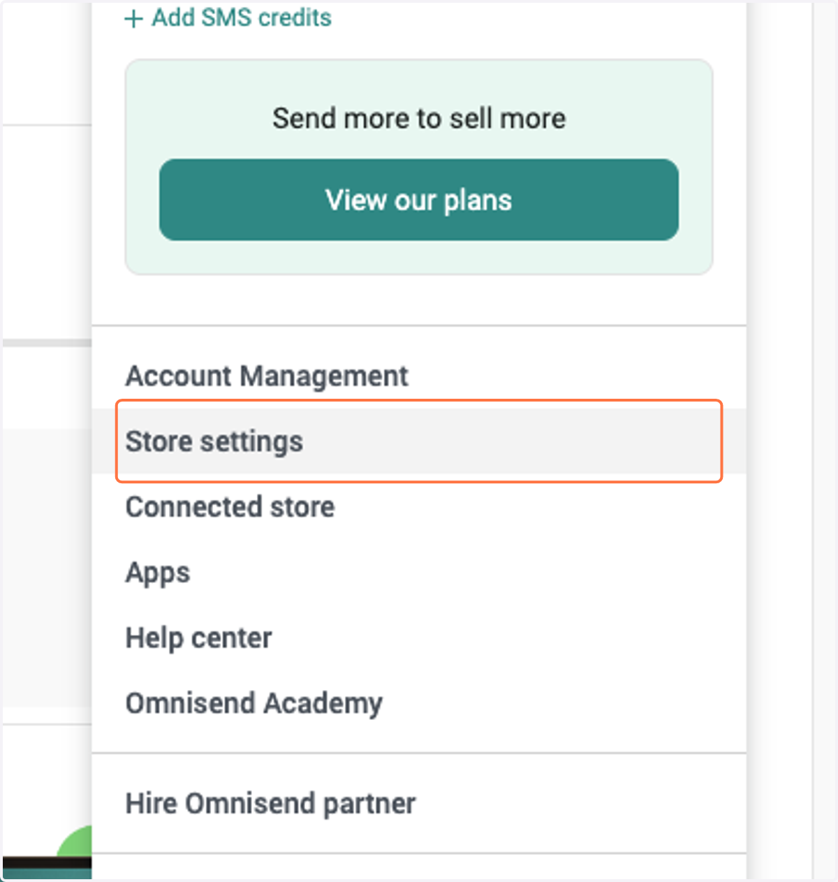 Click on Store settings