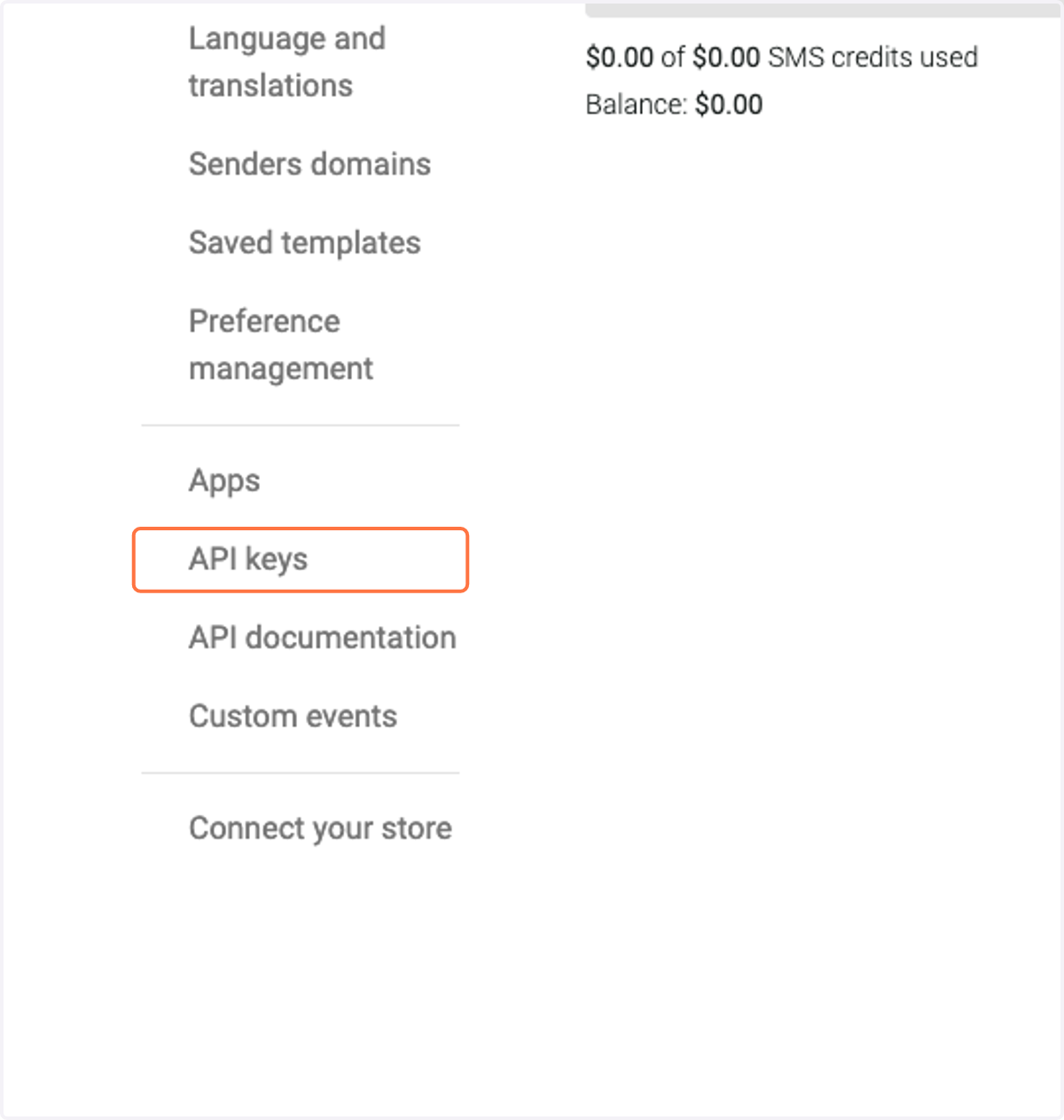 Click on API keys