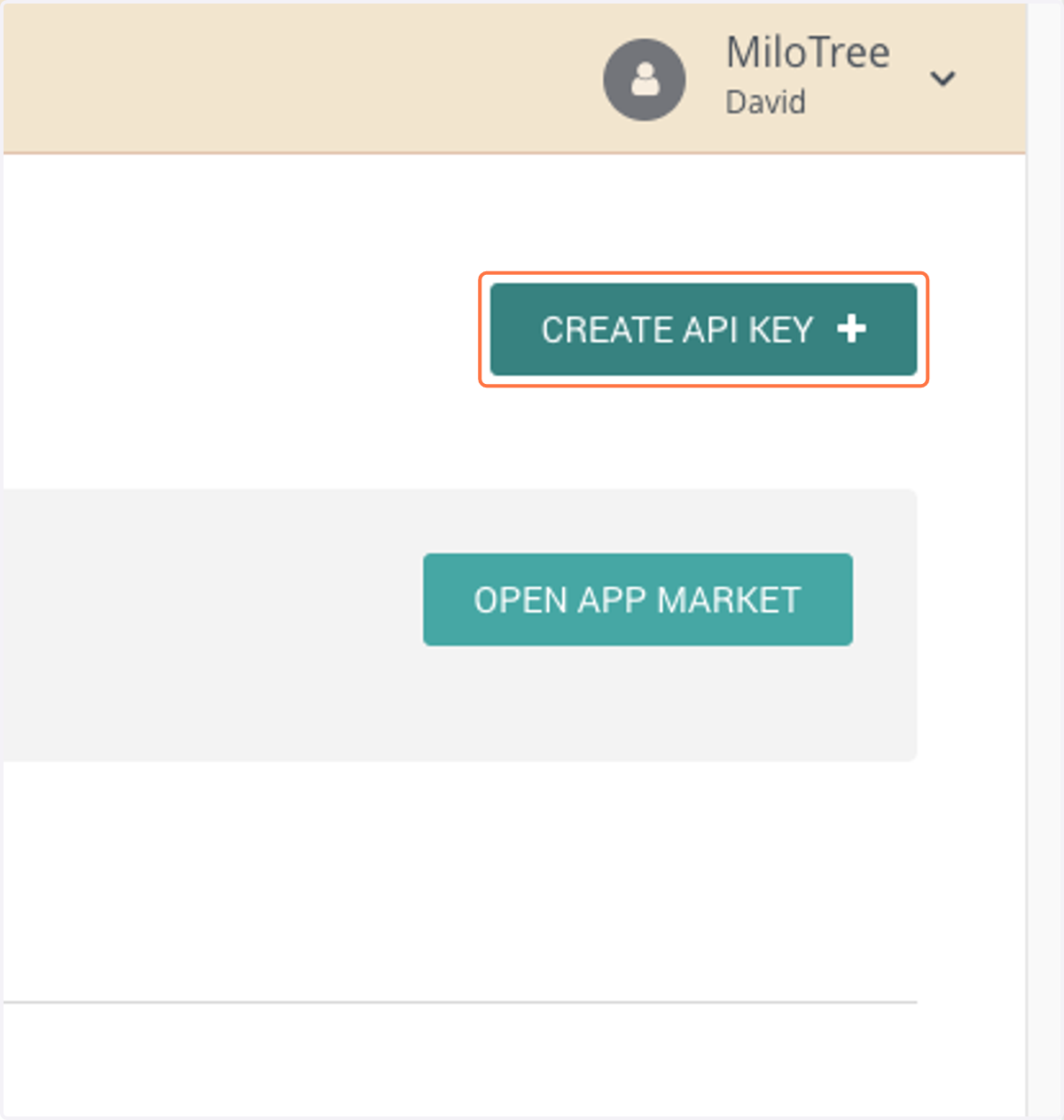 Click on CREATE API KEY