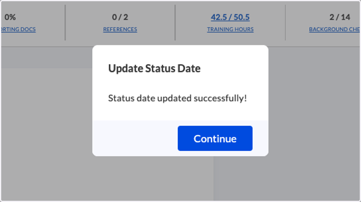 A confirmation will appear when successful