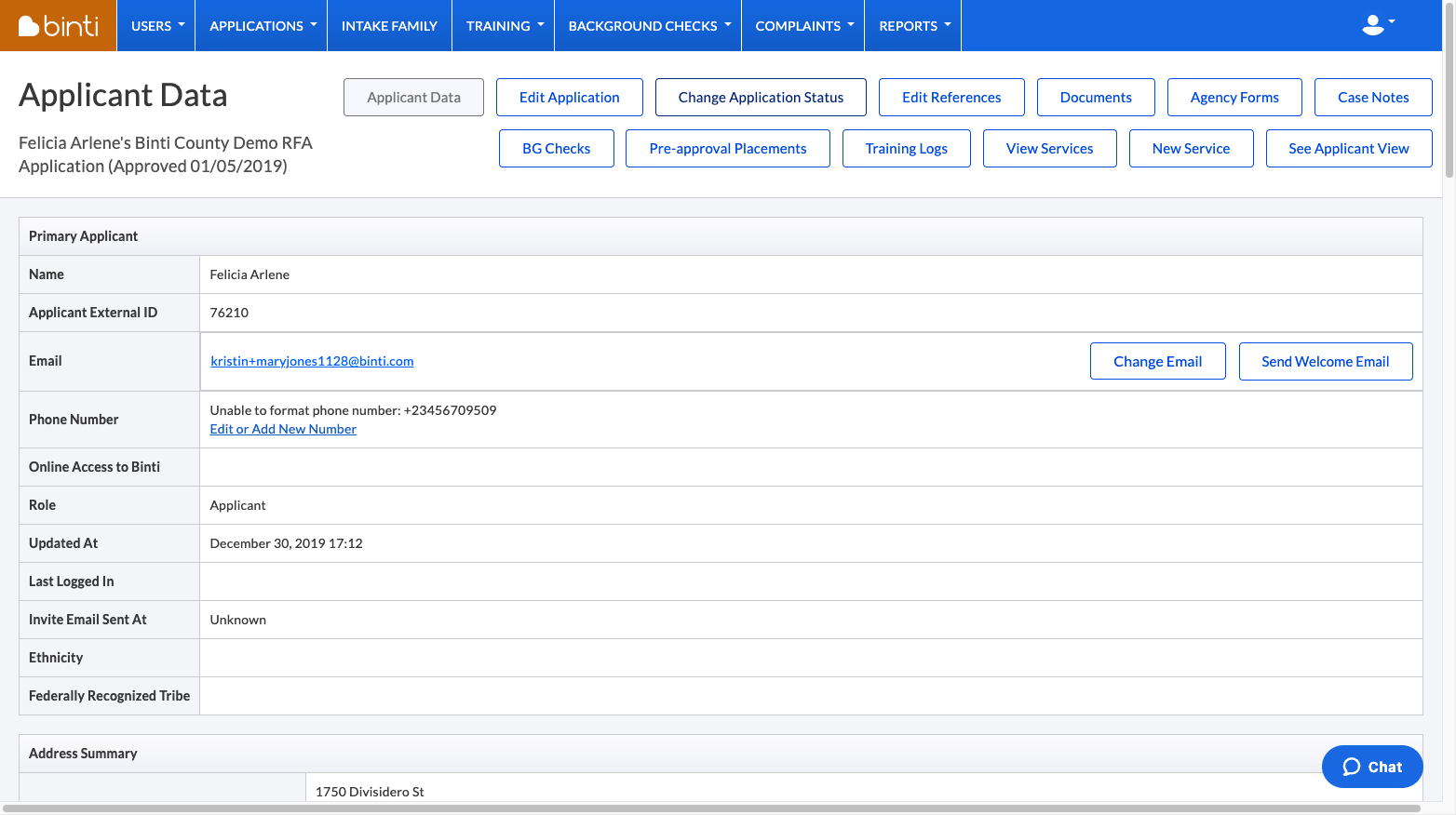 After the page refreshes, click on Change Application Status
