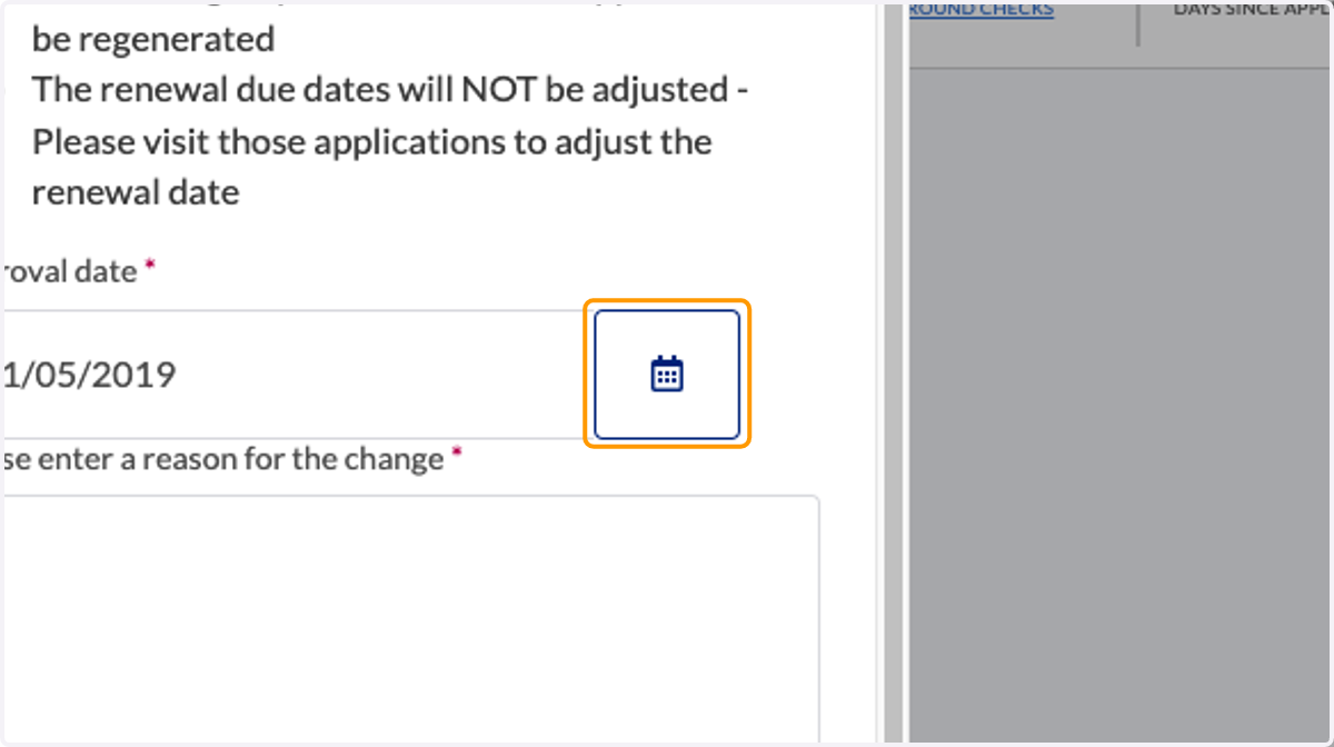 Click on the Calendar icon to modify the date