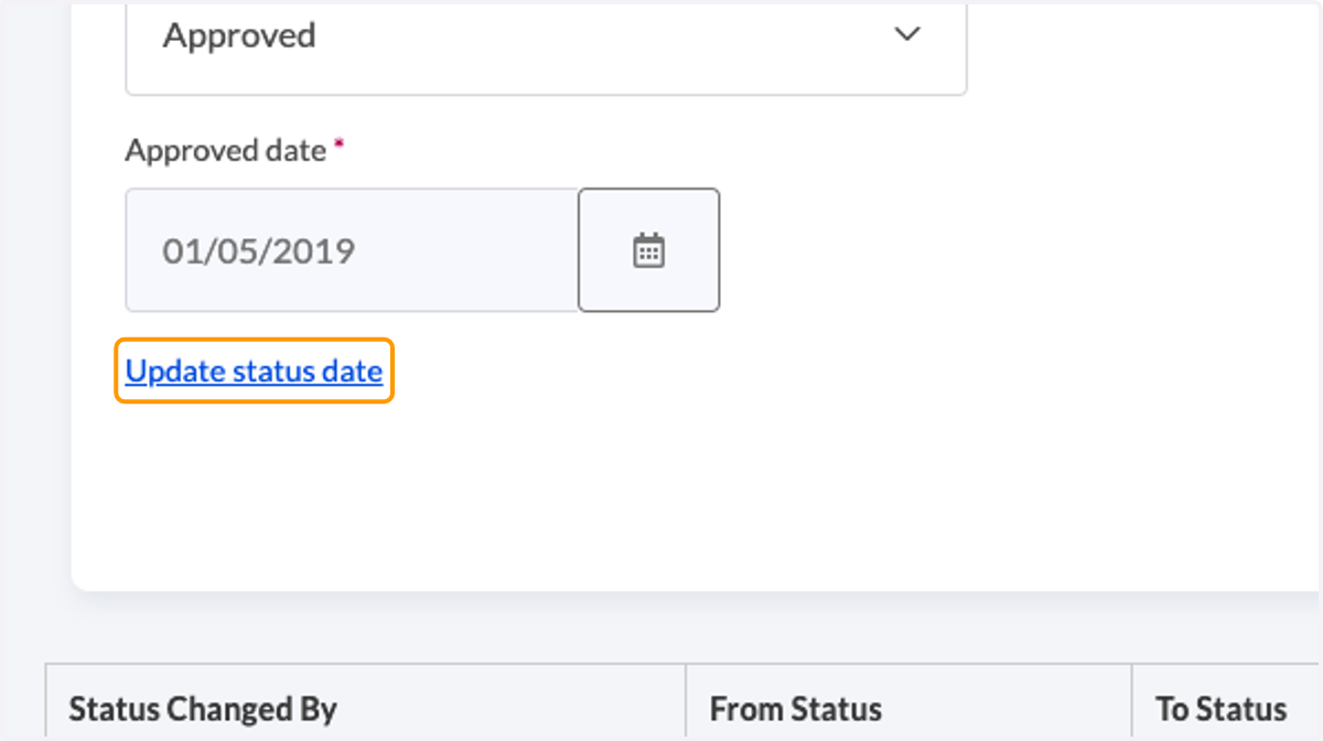 Click on Update status date
