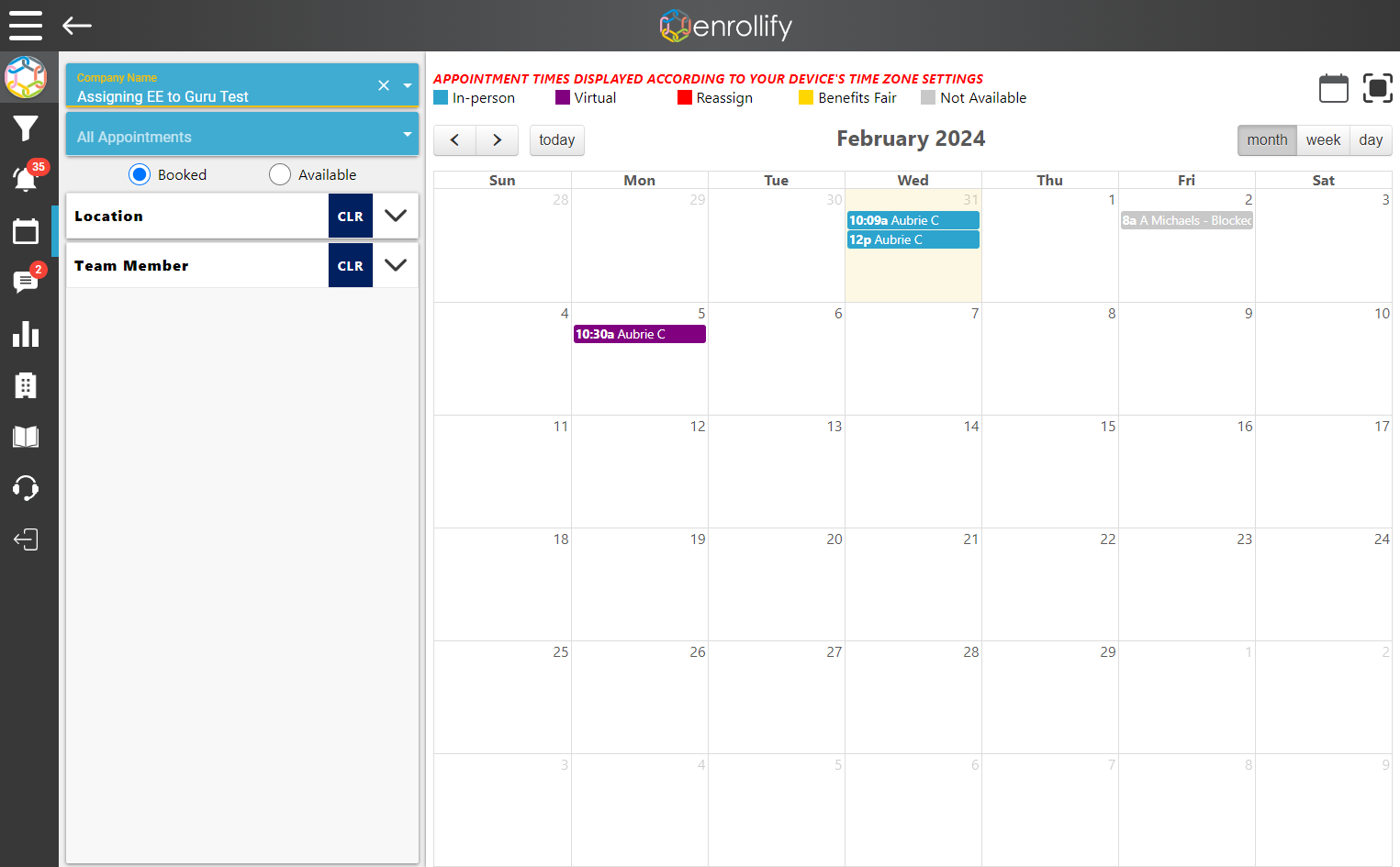 The appointment will automatically move to the new day/time.