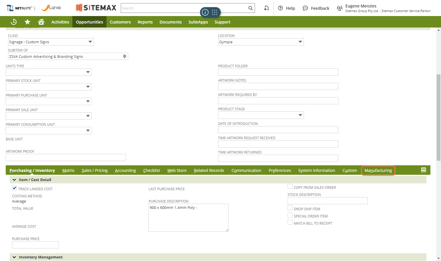 If not the tab already, Click on Manufacturing