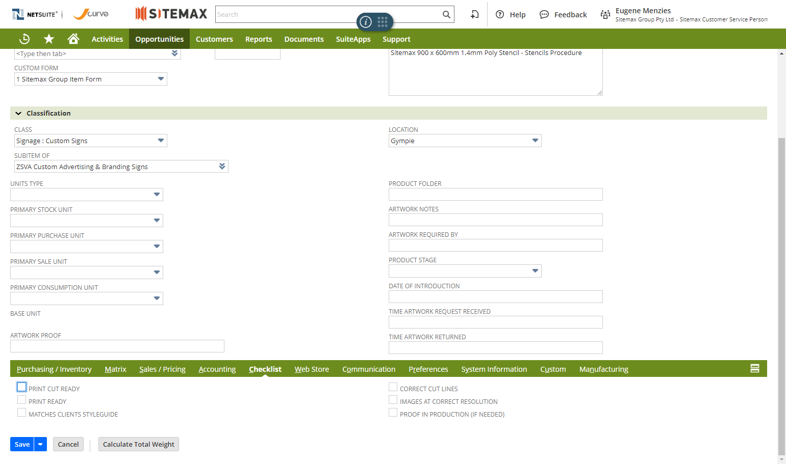 Click on Checklist