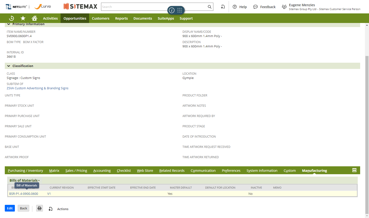 Take note of the Bill of Materials already on the template.
