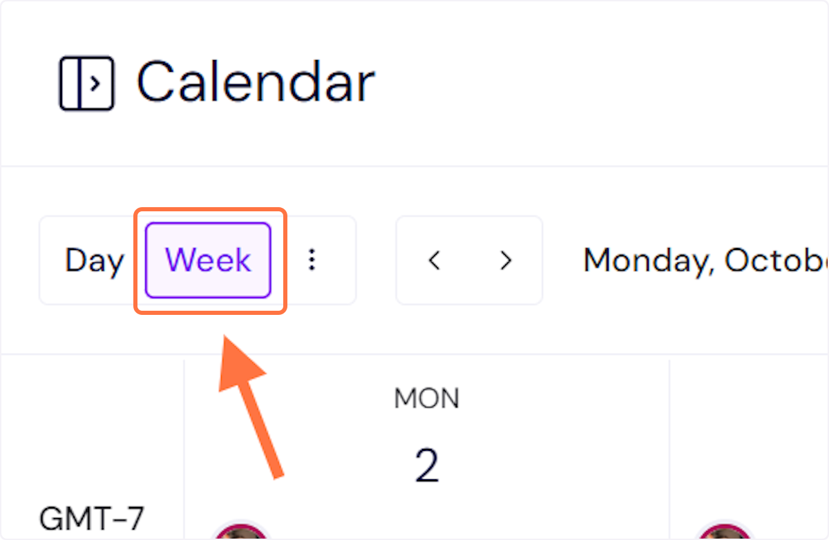 Click on the 'Week' button