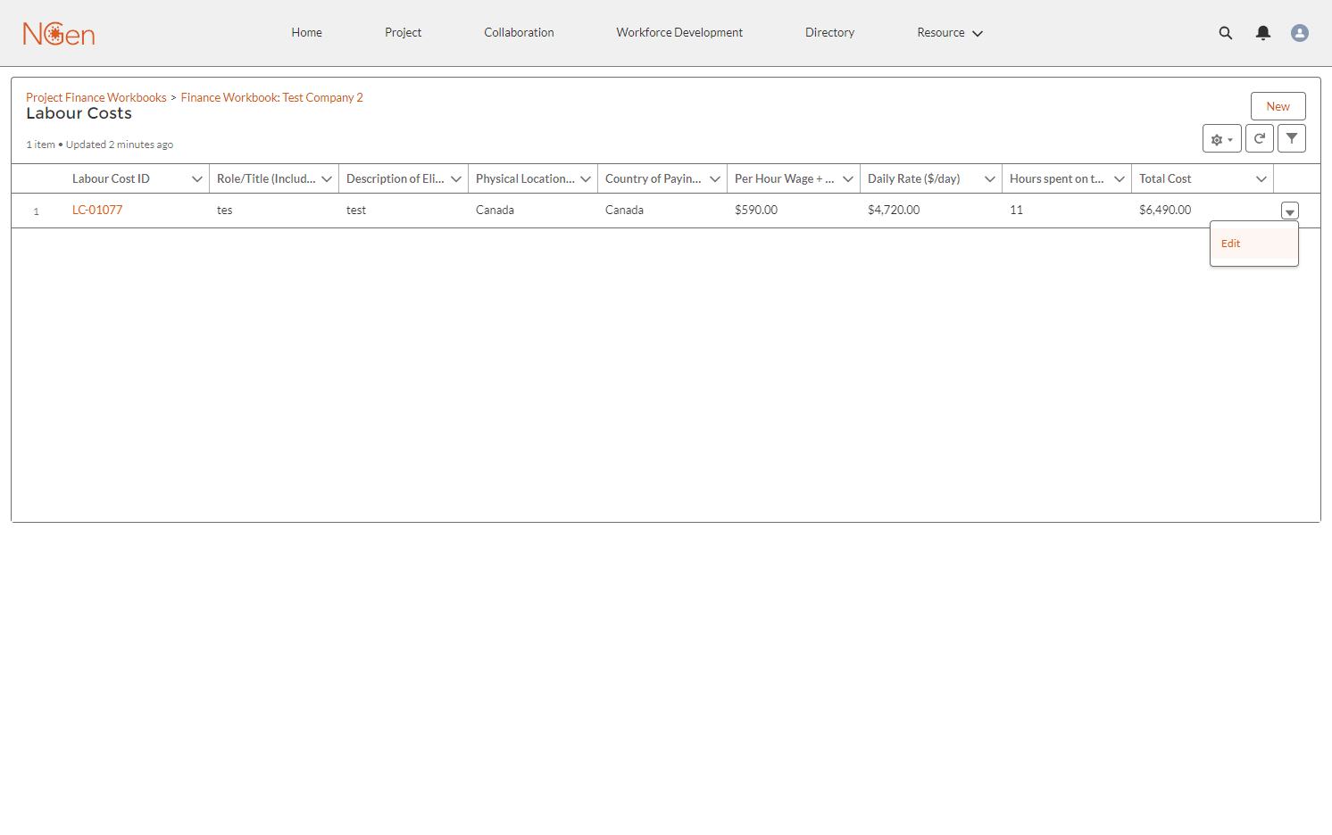 If you would like to edit an existing line item, click here...