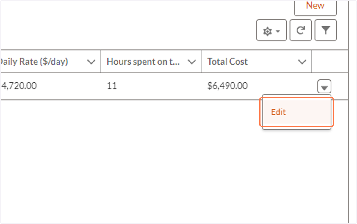 If you would like to edit an existing line item, click here...