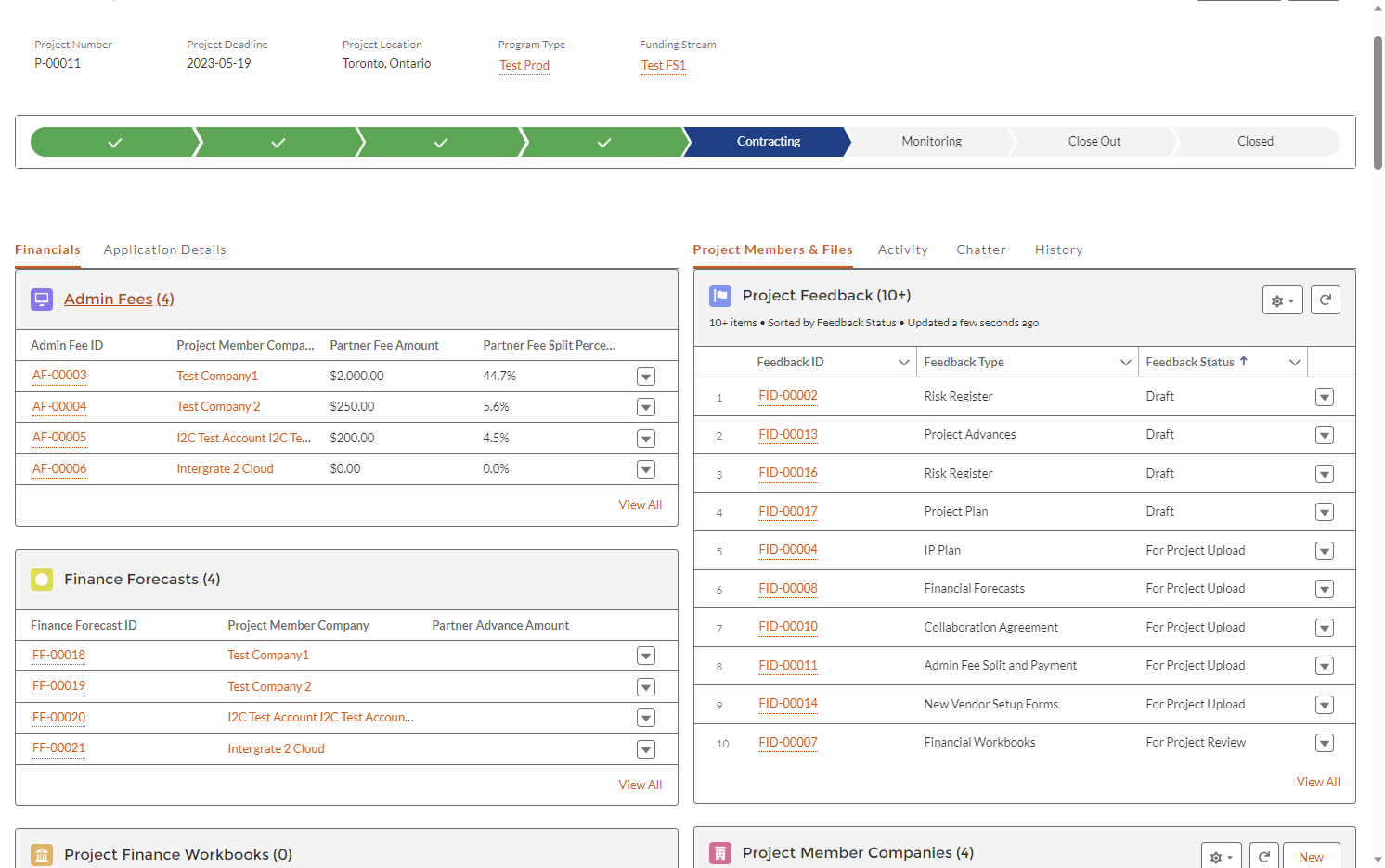 When you are ready to divide the administration fee among your project consortium, click this header.