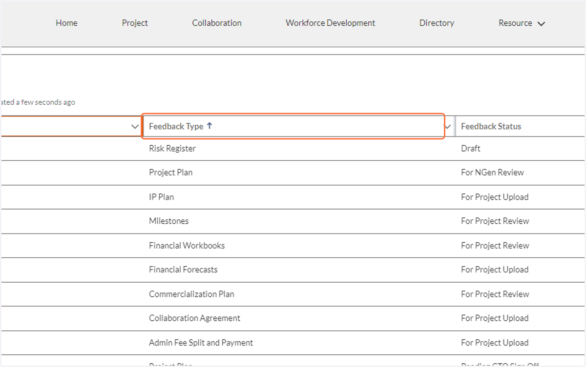 The second is the Feedback type, the project documents that must be completed during contracting.