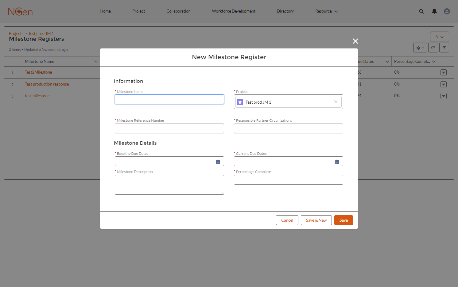 Update Milestone form...