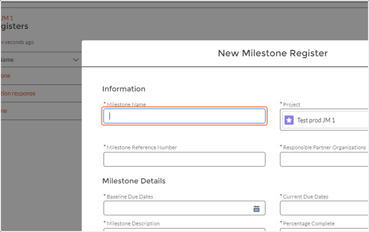 Update Milestone form...