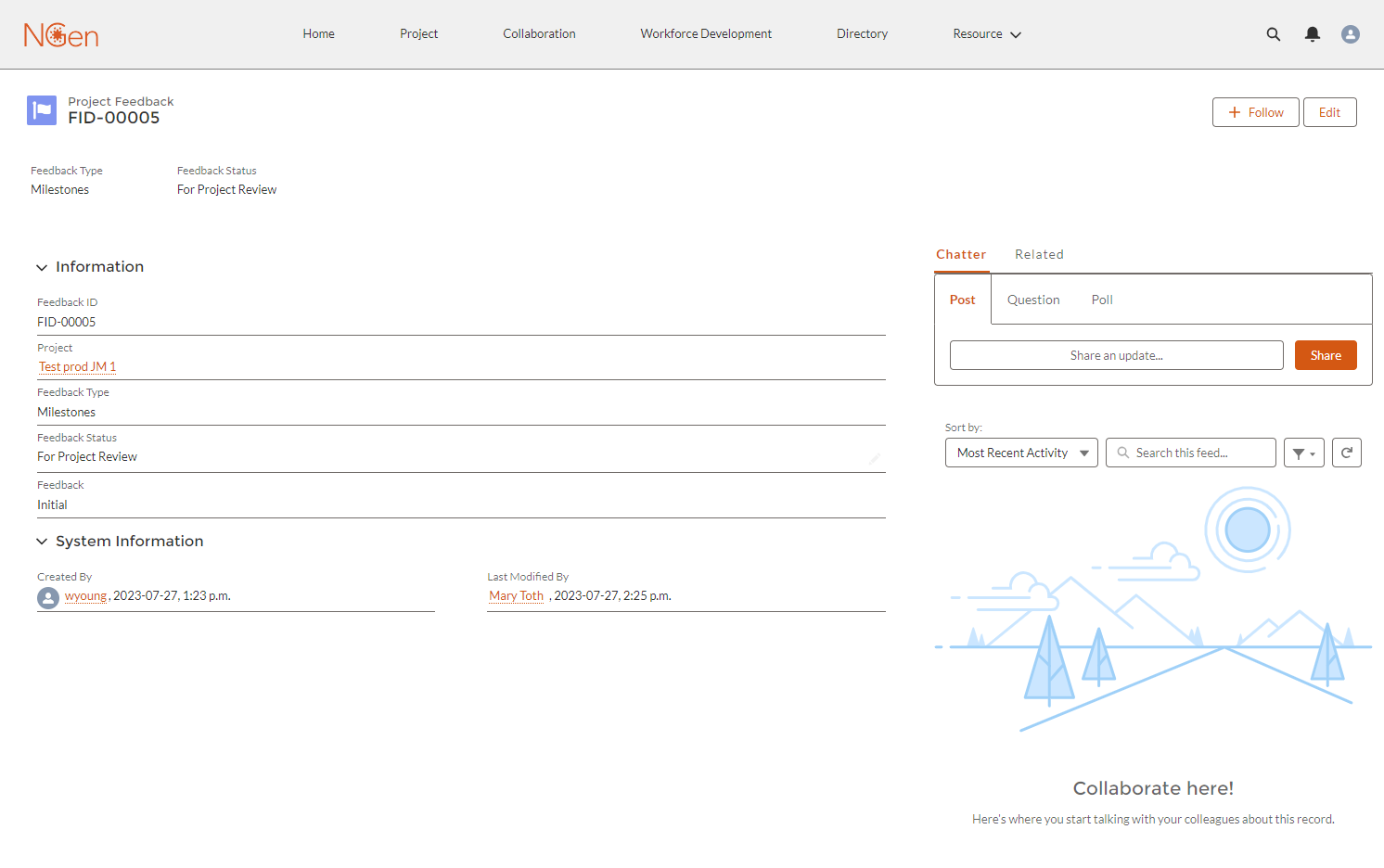 You will find the initial project feedback under the feedback header for specific project documents.