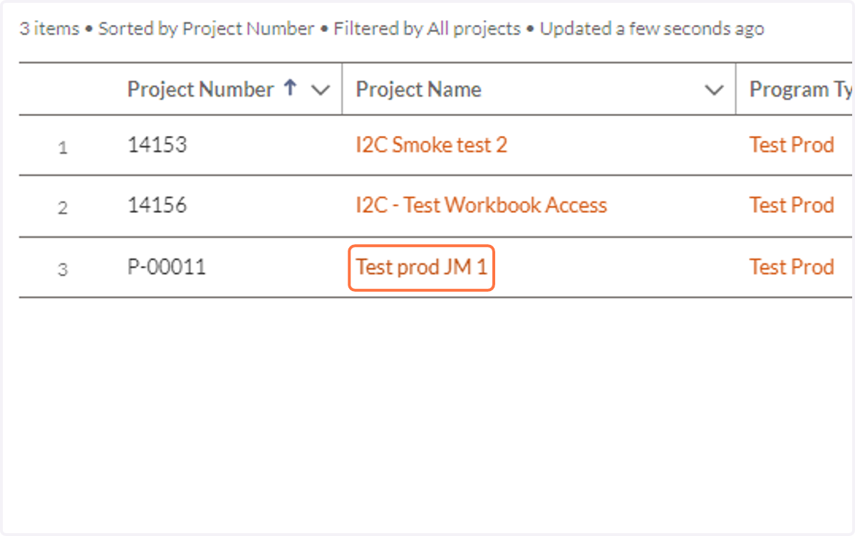 Click on your Project Name