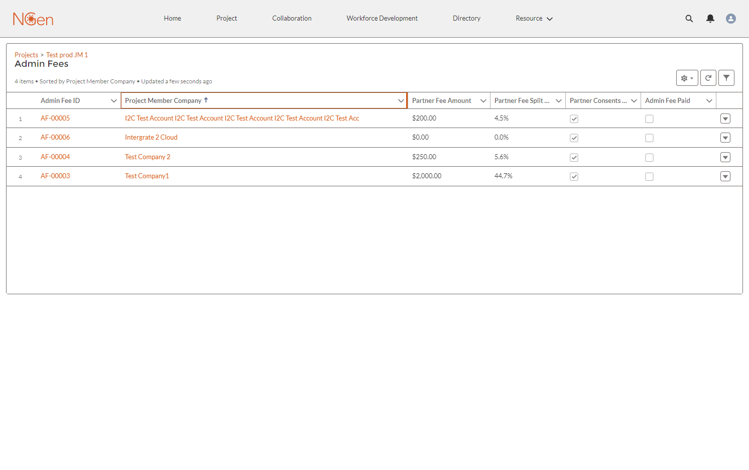 The dollar amount for the Partner fee can be adjusted within the item.