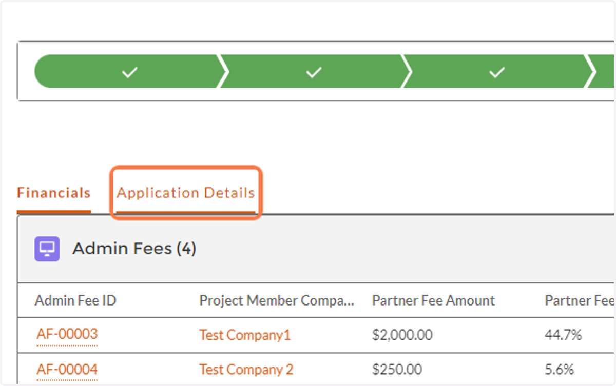 Click on Application Details