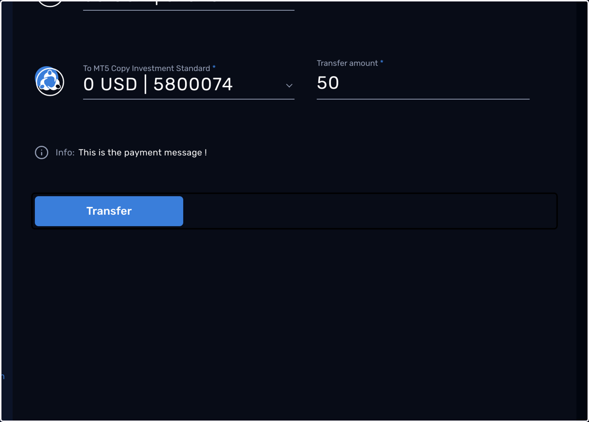 Click on Transfer