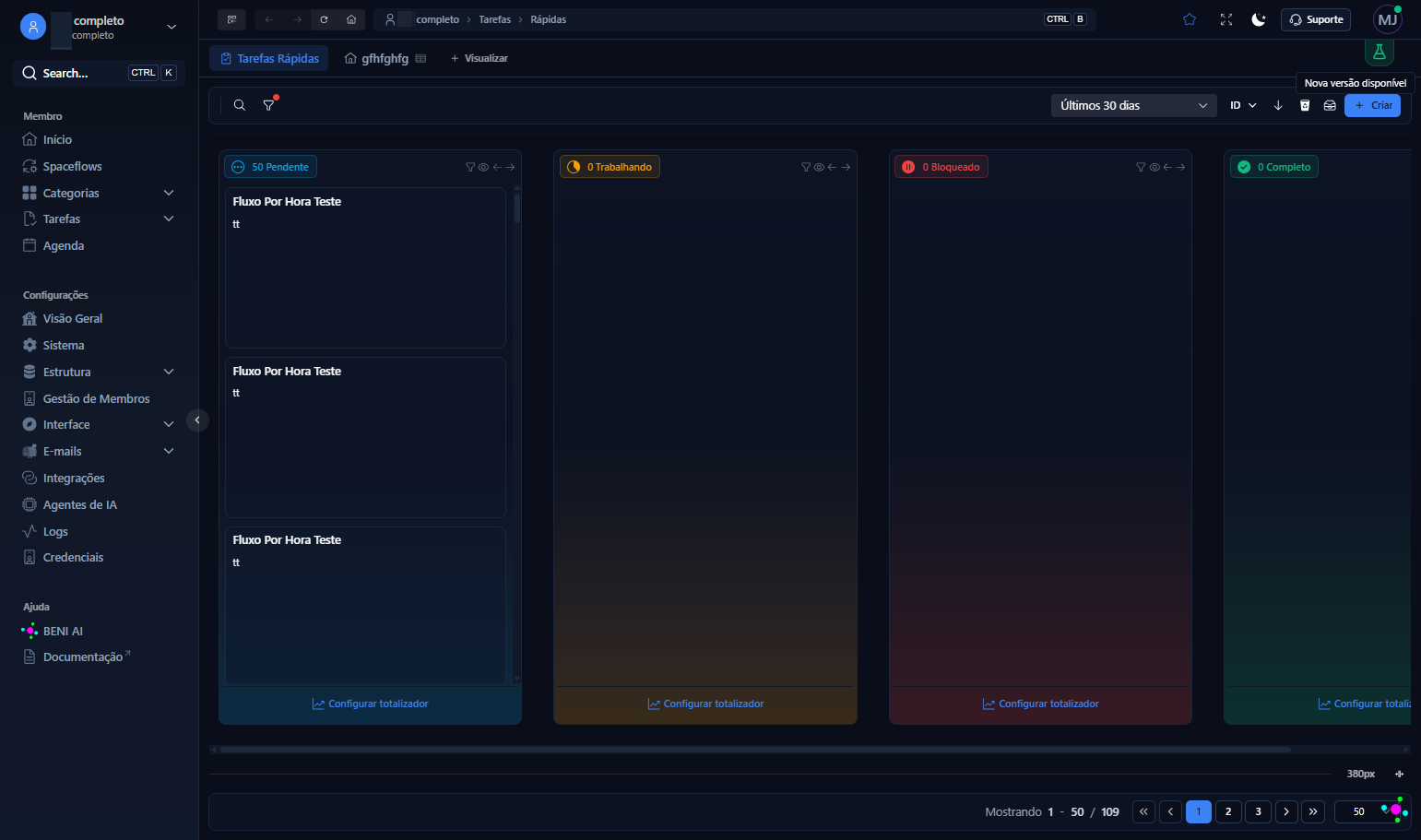 Você pode reabrir o banner a qualquer momento clicando no ícone Lab que aparecerá no canto superior direito da sua tela