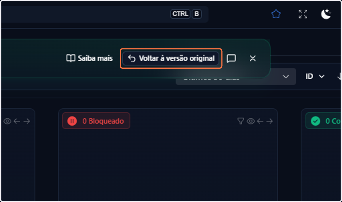 Caso ainda não se sinta confortável para utilizar a nova funcionalidade, você pode optar por Voltar à versão original