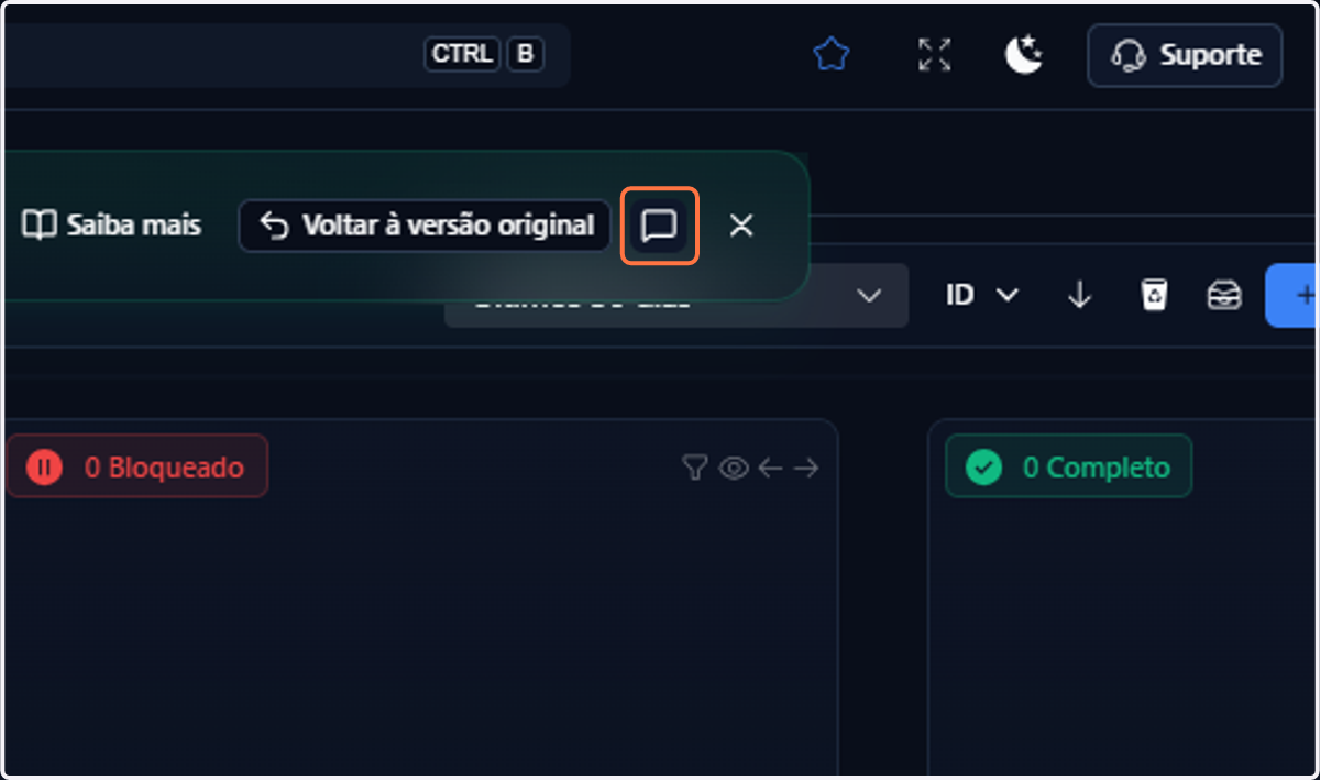 Se desejar, você pode deixar um feedback ao time ENSPACE clicando no ícone de balão de conversa