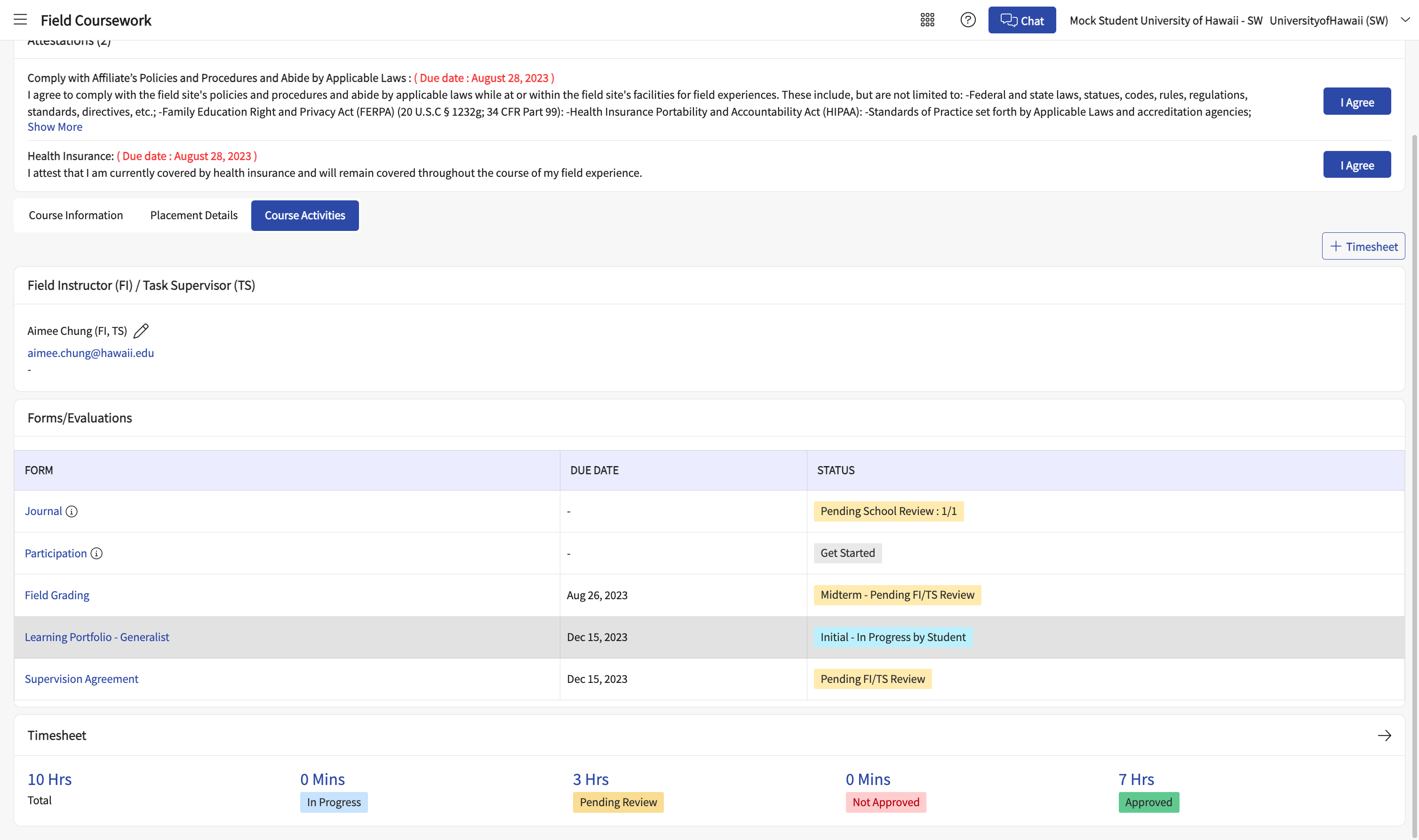 Click on Learning Portfolio