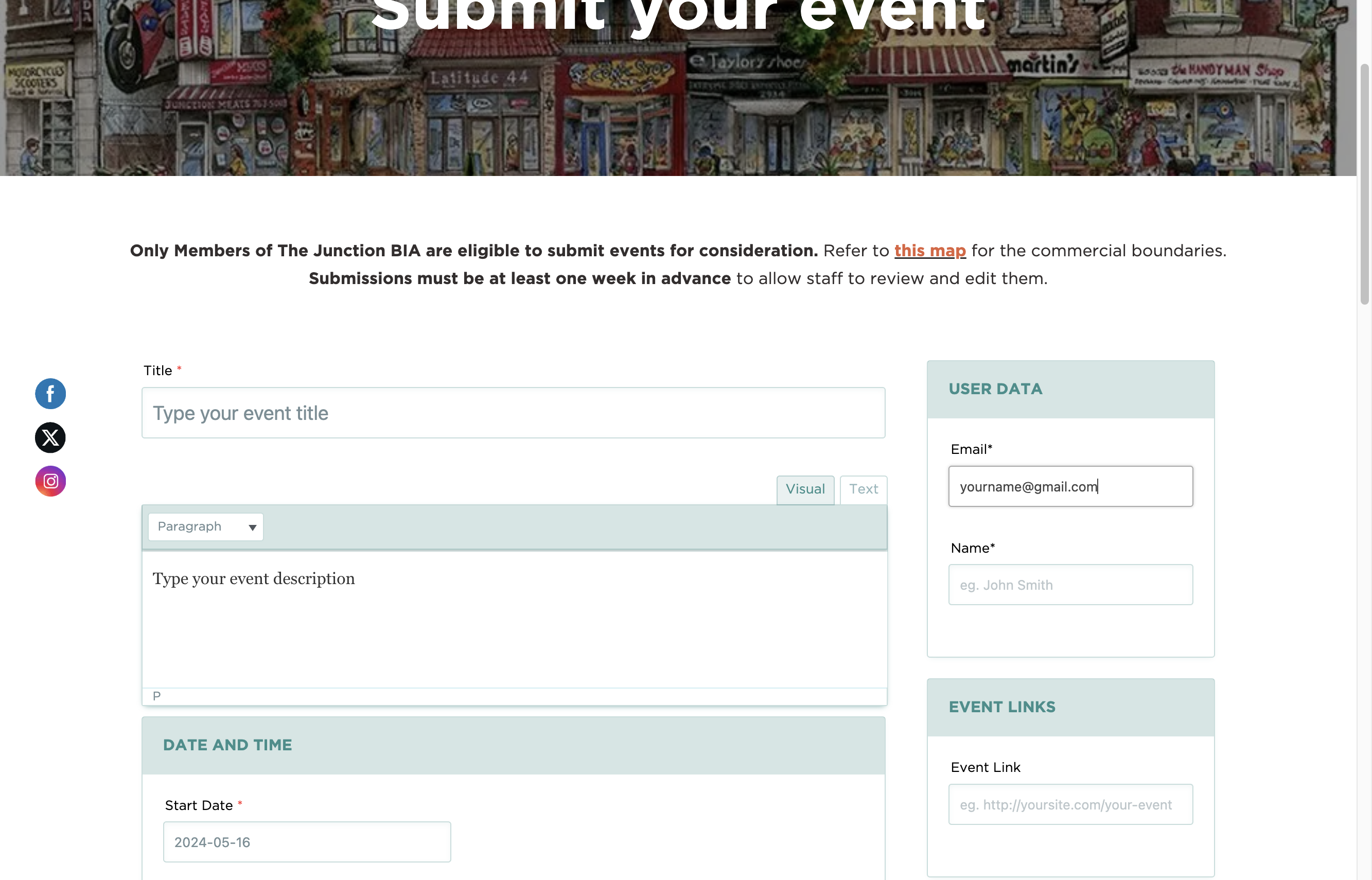 In User Data > Email type your email address