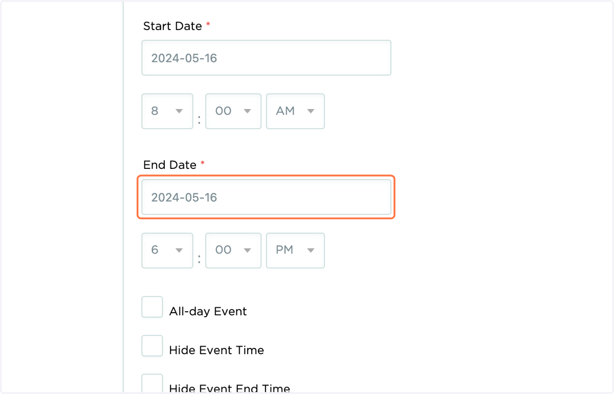 Click on End Date *