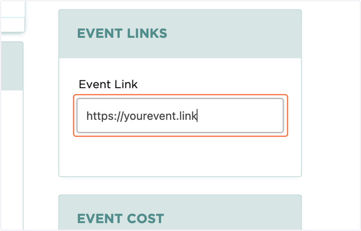 In Event Links, add the link to your event if applicable