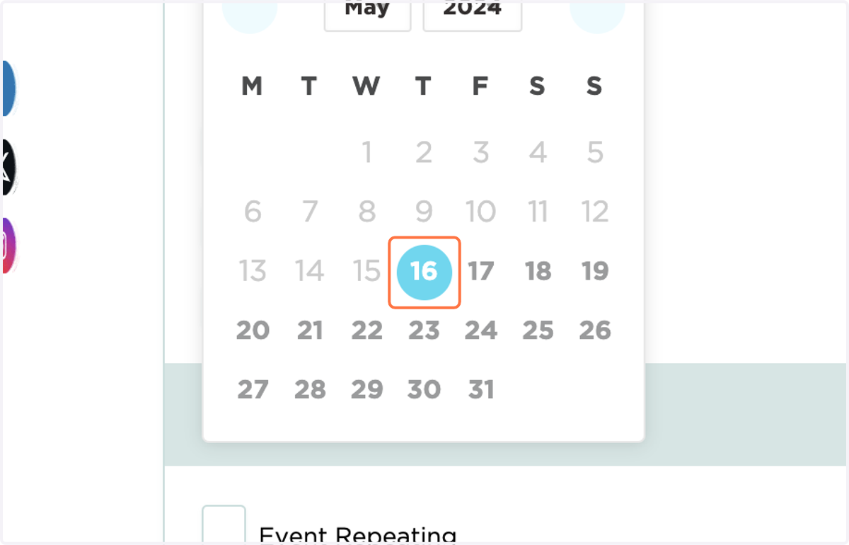 Select the correct end date on the calendar